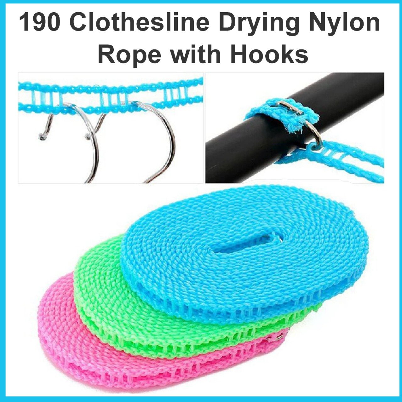 Clothesline Drying Nylon Rope with Hooks Clothesline Drying Nylon Rope with Hooks